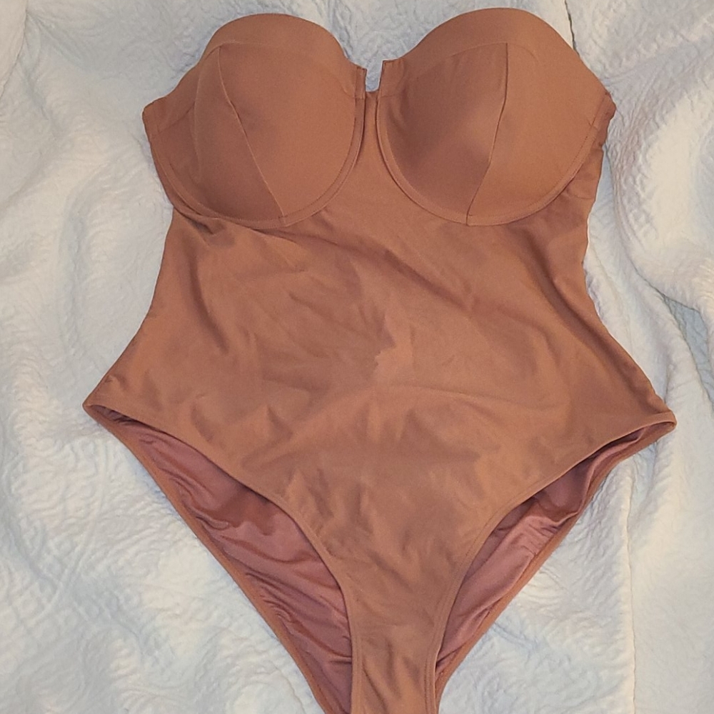 Peach Strapless Swimsuit